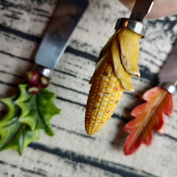 fall harvest leaf and corn serving spreaders set of 3 - Picture 7 of 8